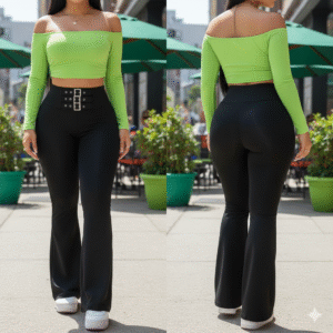 Leggins Bota Tubo Mate Negro 3 Correas