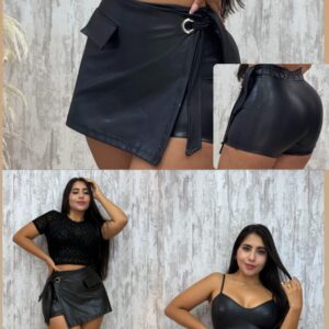 Falda Short Efecto Cuero