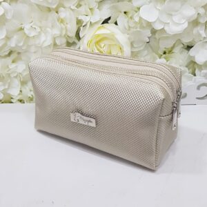 Cosmetiquera Doble Zipper Gris