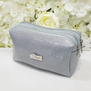 Cosmetiquera Doble Zipper Gris Escarcha