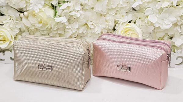 Cosmetiquera Doble Zipper Gris - Imagen 2