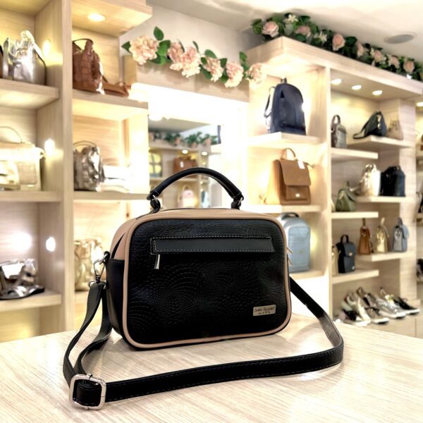 Bolso de Mano Pequeño Dalia Negro con Nude