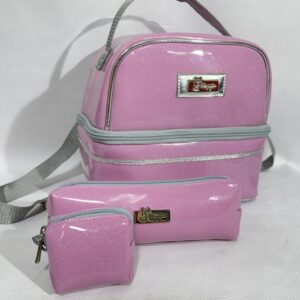 Kit Lonchera Estilo Morral Rosado Escarcha