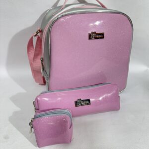 Kit Lonchera Grande XL Rosada con Gris