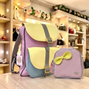Kit Salveque Mediano Hebillas Pastel+ Lonchera Grande Lazo Pastel