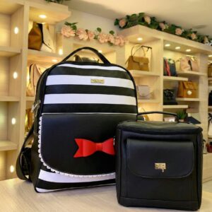 Kit Salveque Grande Lazo Rojo+ Lonchera Grande XL Negro